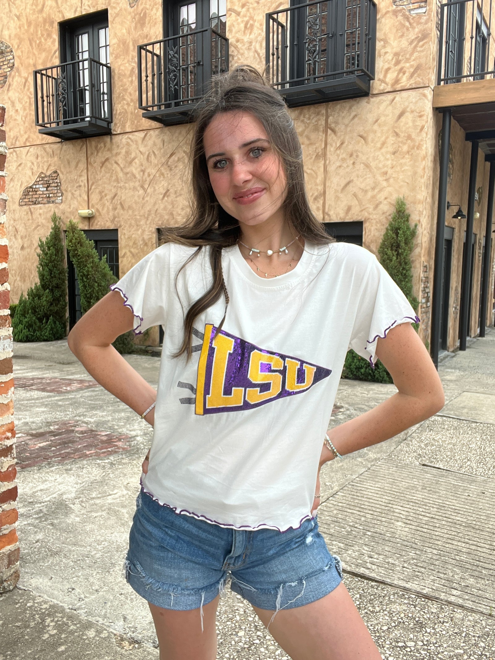 Queen of Sparkles Licensed LSU Pennant Frill Tee