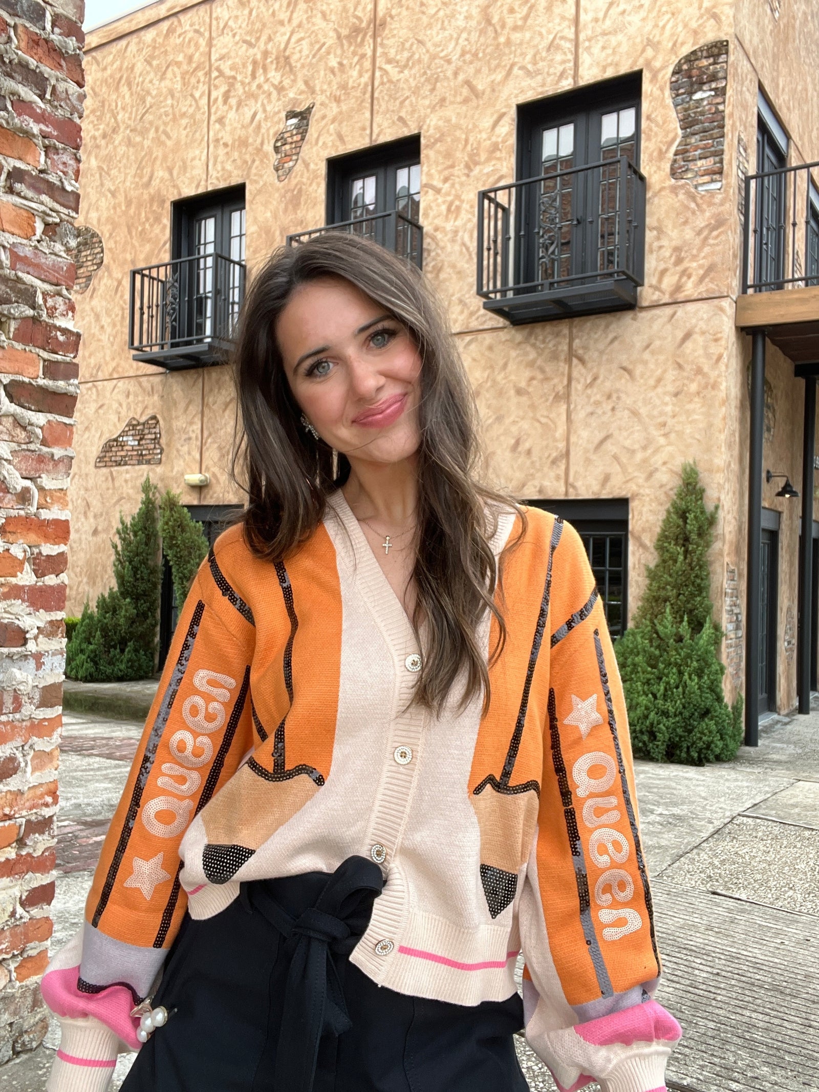 Queen of Sparkles Queen Pencil Button Up Cardigan
