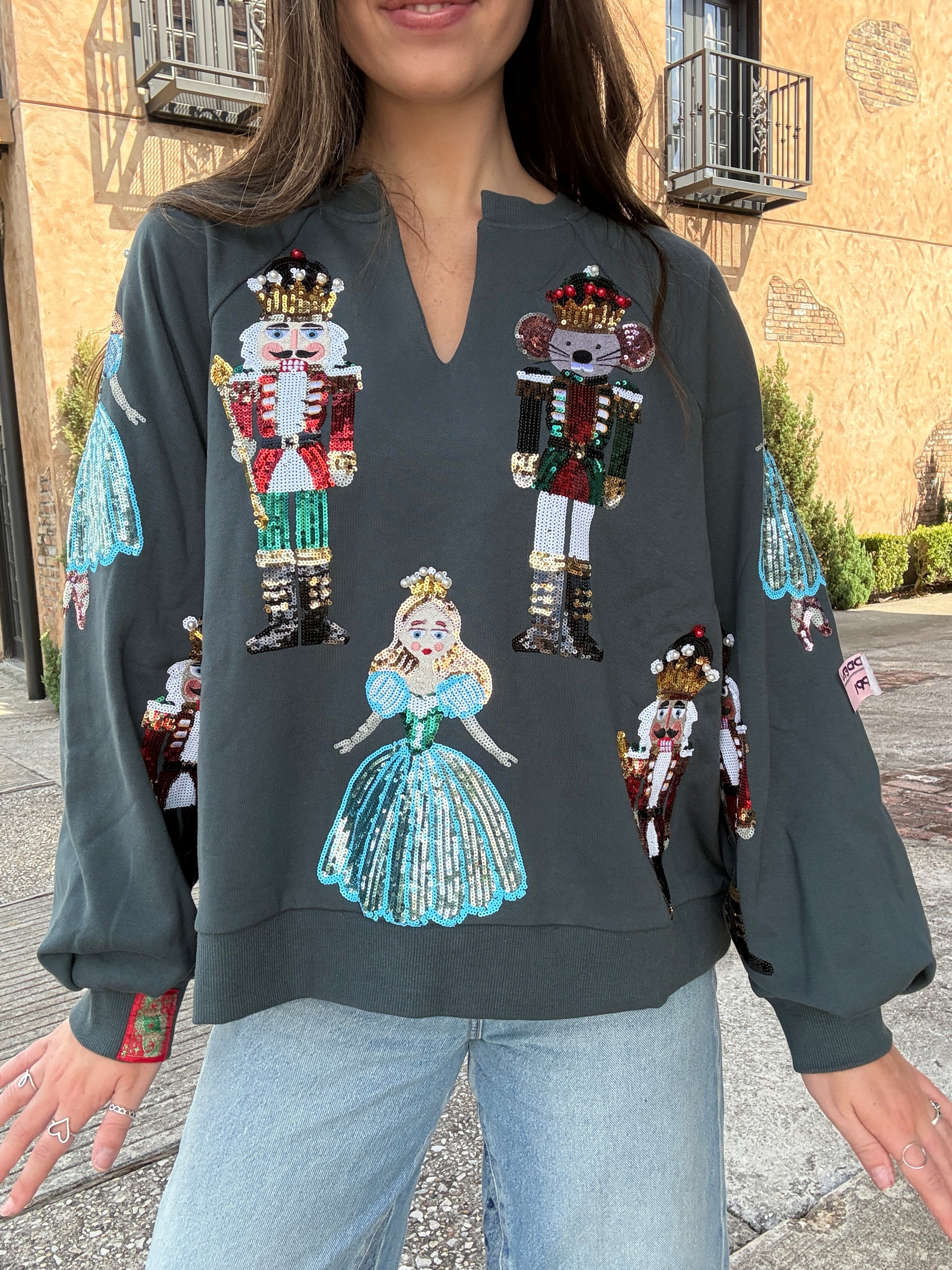 Queen of Sparkles Dark Teal Nutcracker Ballet Sweatshirt