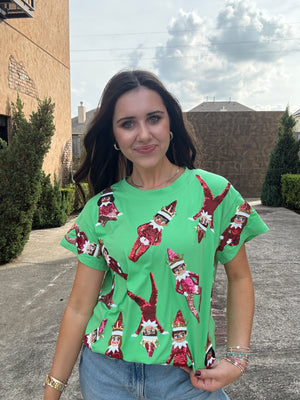 Queen of Sparkles Green Elf Tee