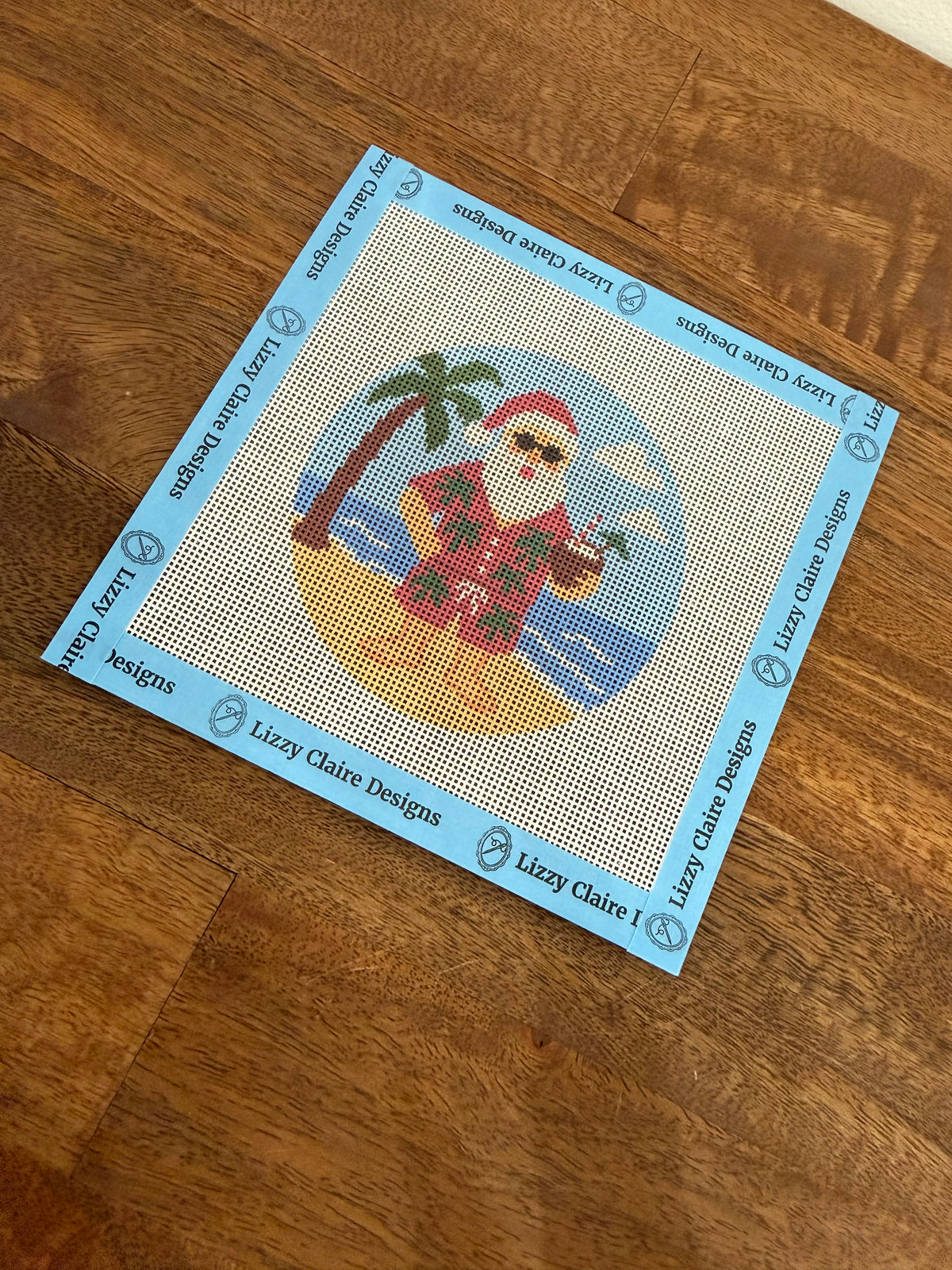 Santa at the Beach Needlepoint Canvas