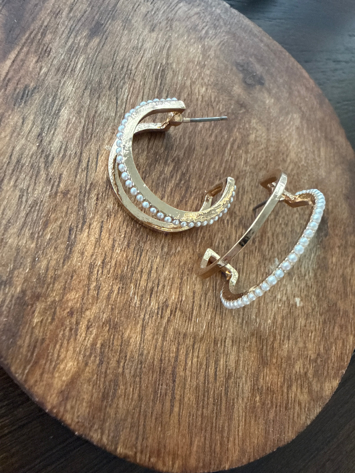 Open Pearl Hoop Earrings