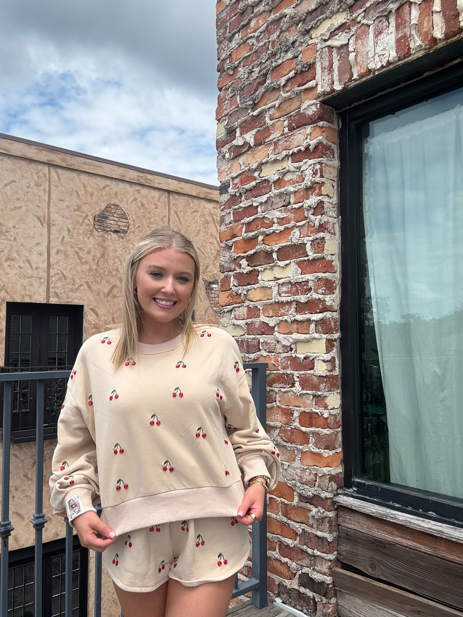 Queen of Sparkles Tan Jeweled Cherry Short