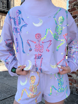 Queen of Sparkles Lavender Multi Dancing Skeleton Skort