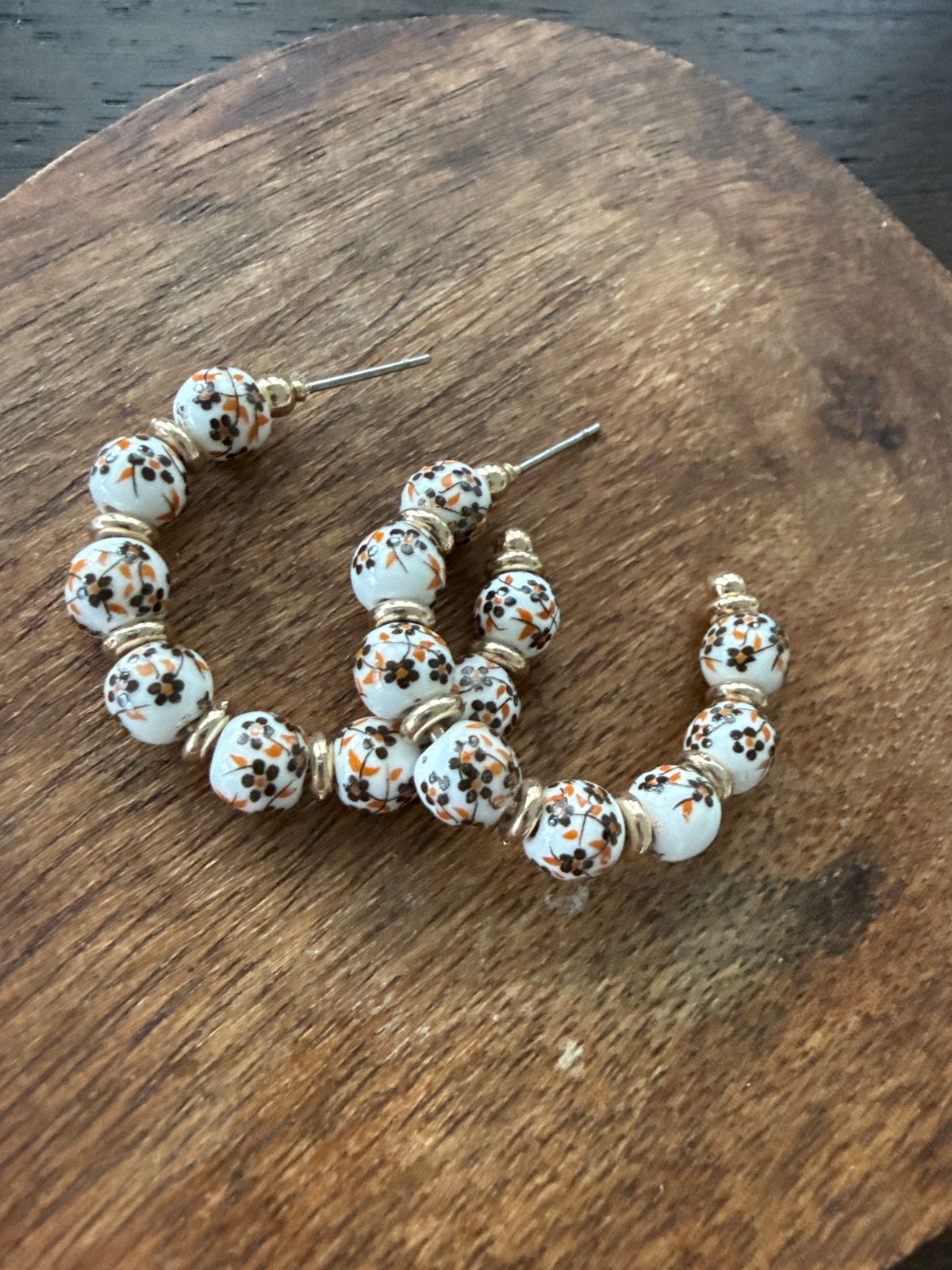 Brown Floral Pop Earrings