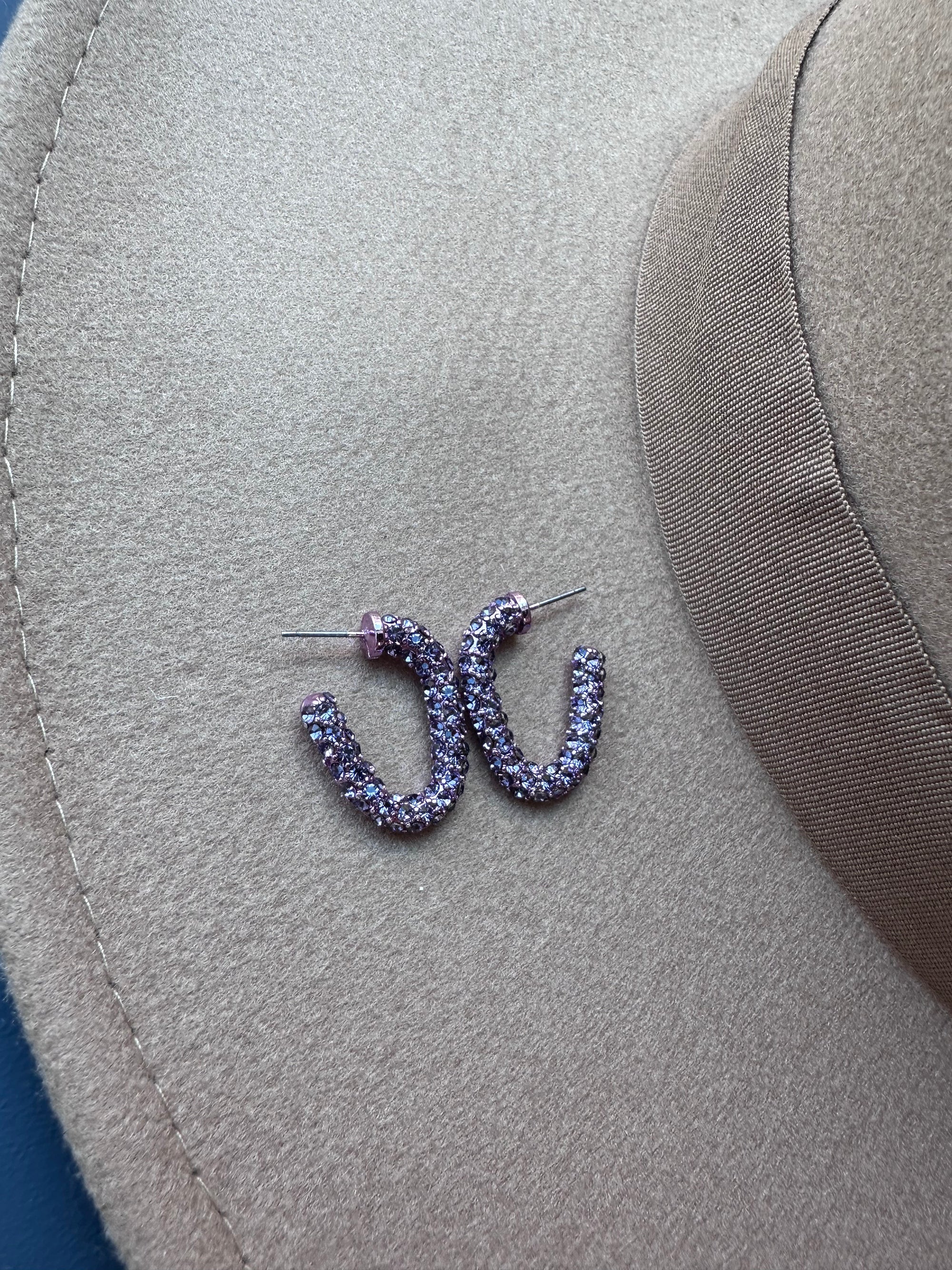 Purple Crystal Hoops