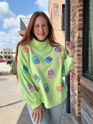 Queen of Sparkles Green Multi Gingham Candy Corn Mocknock