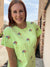 Queen of Sparkles Lime Beaded Palm Tree Tee