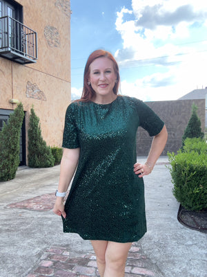 Evergreen Sequin Dress