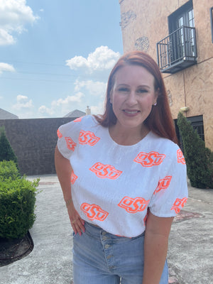 Oklahoma State University Sequin Game Day Top