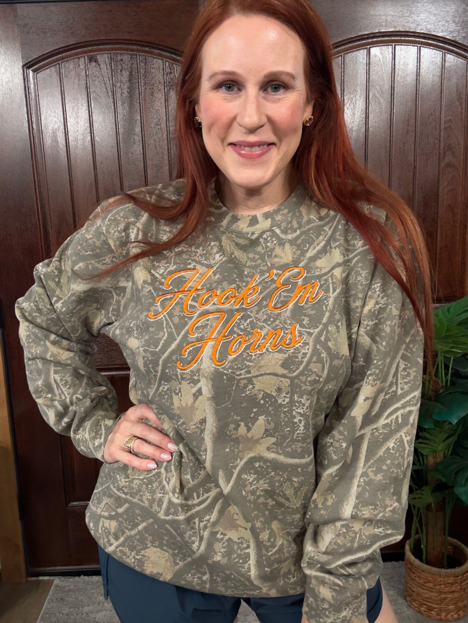 Deadwood Camo Hook'em Horns Sweatshirt