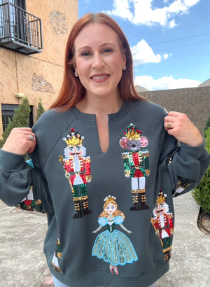 Queen of Sparkles Teal Nutcracker Ballet Sweatshirt