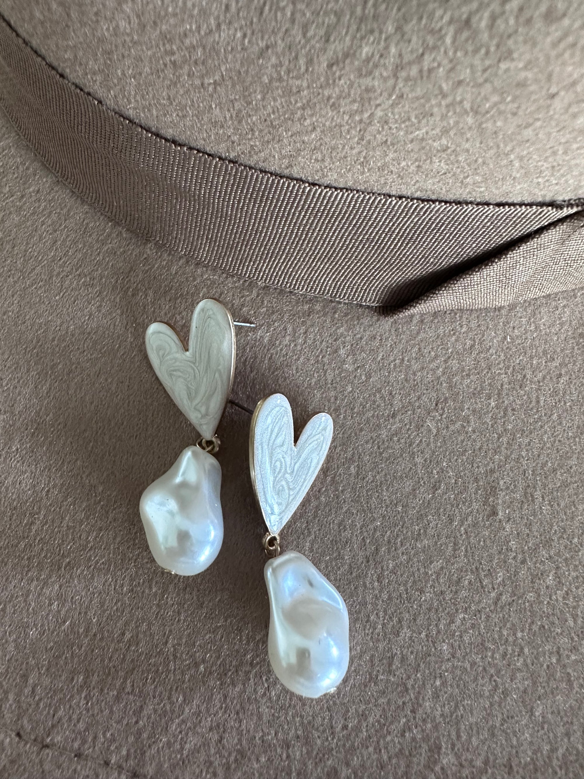 Pearly Heart Earrings