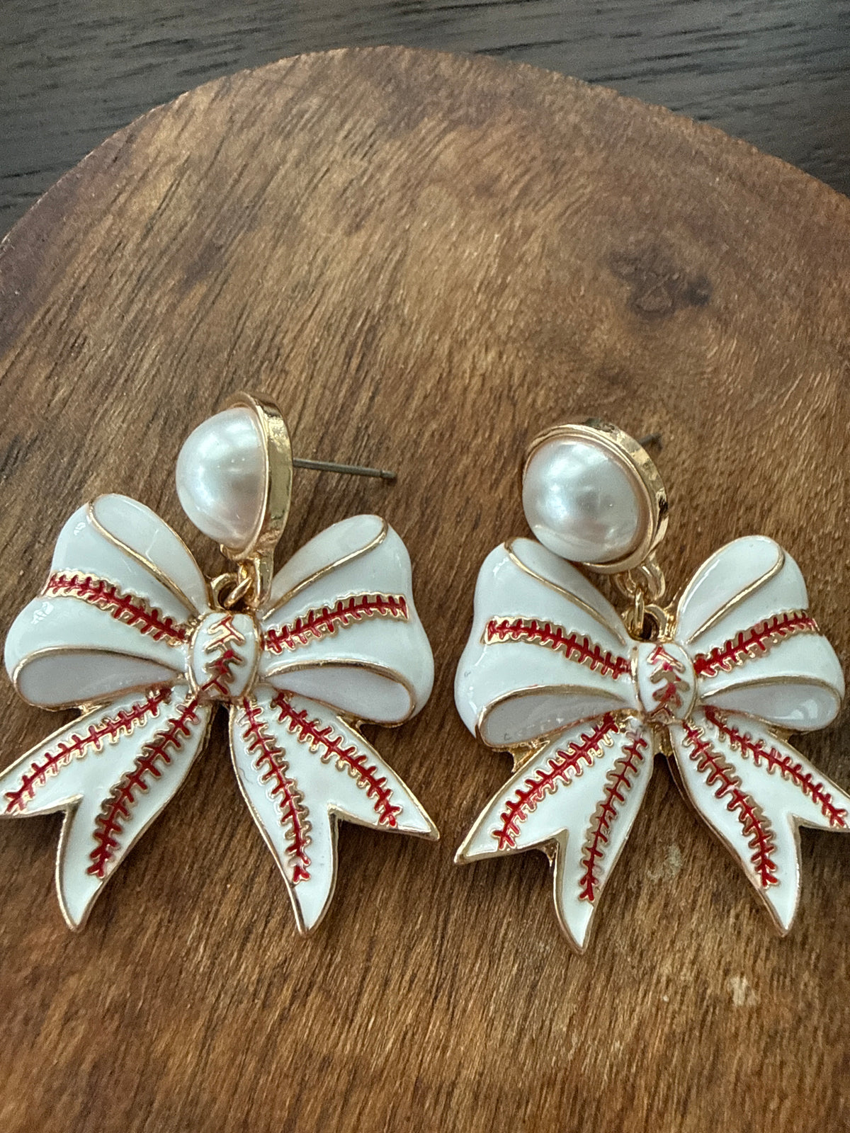 Baseball Bow Earrings