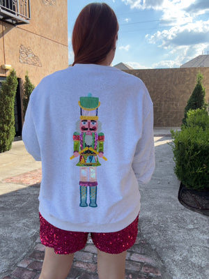 Queen of Sparkles Color Block Drummer Nutcracker Sweatshirt