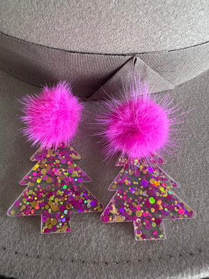 Christmas Pom Tree Earrings