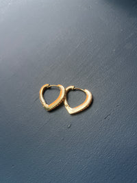 Heart & Stone Huggie Earrings