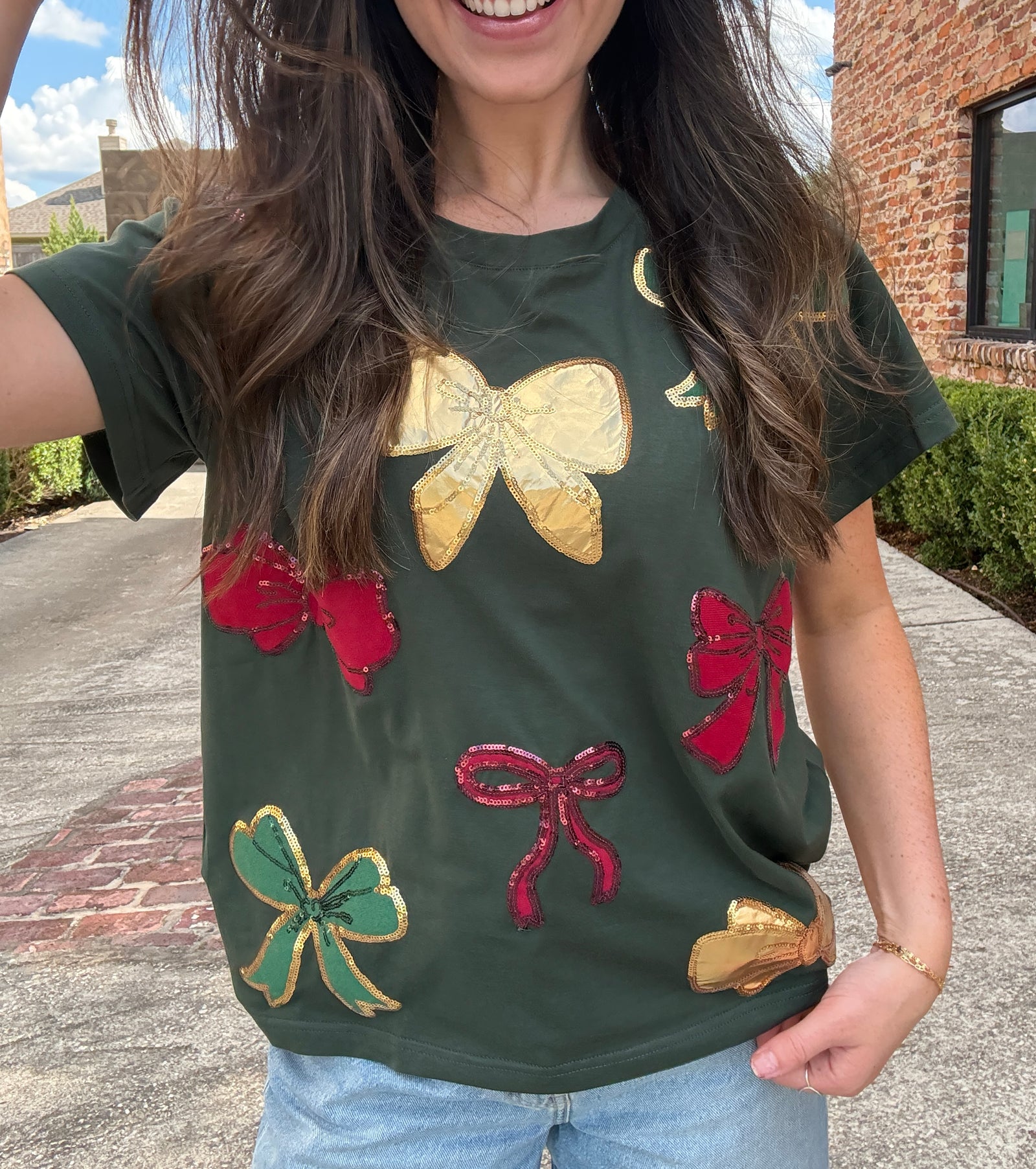 Queen of Sparkles Custom Holiday Bow Tee
