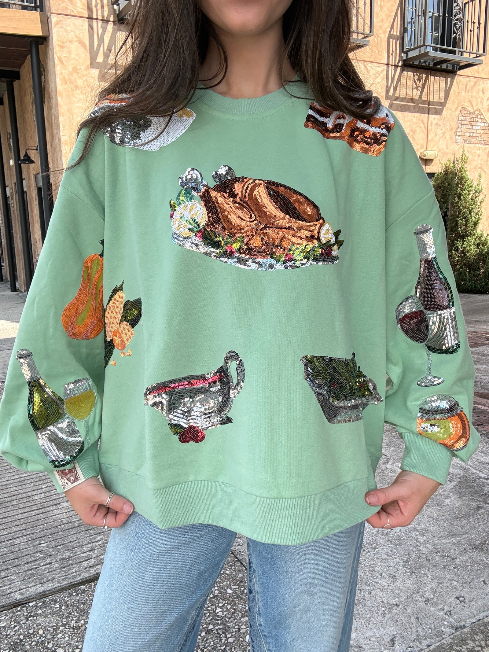 Queen of Sparkles Mint Queen of Turkey Sweatshirt