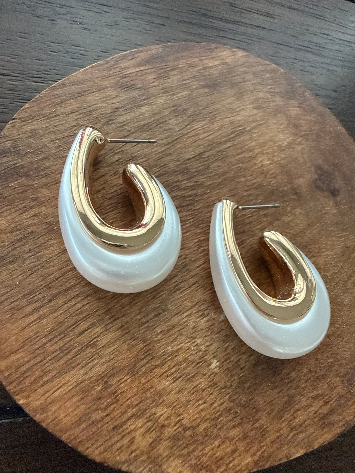 Rounded Pearl Drop Earrings