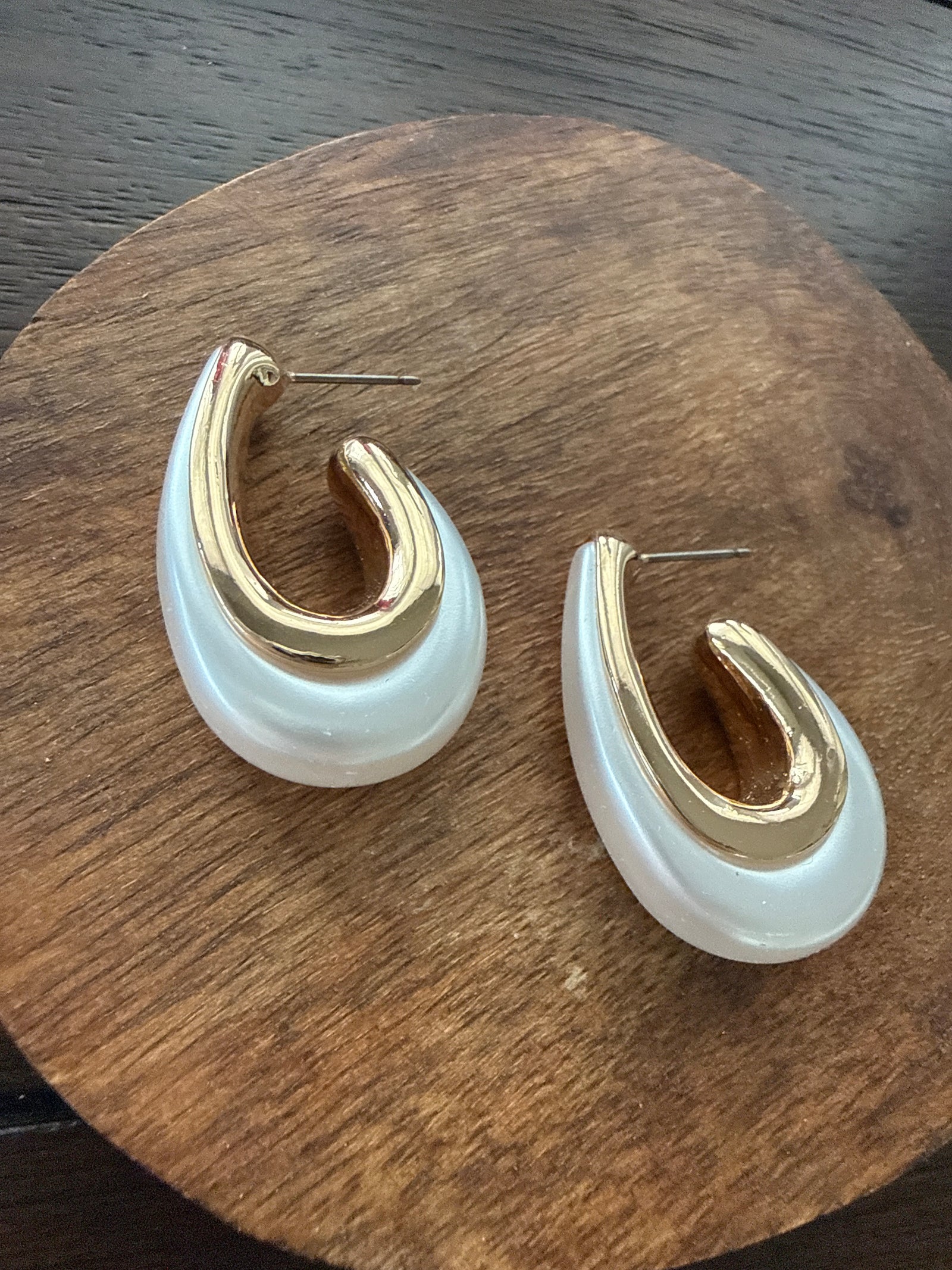 Rounded Pearl Drop Earrings
