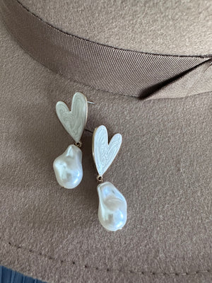 Pearly Heart Earrings