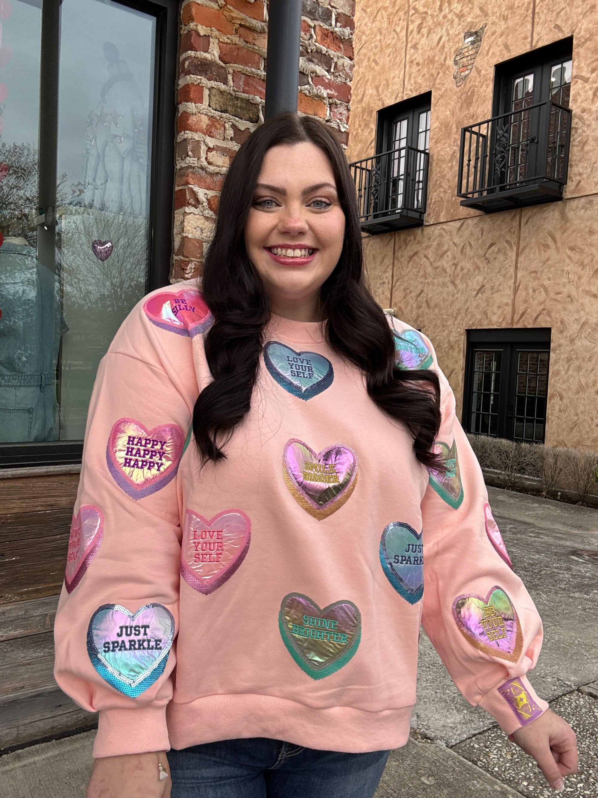 Queen of Sparkles Pink Positive Candy Hearts Sweatshirts