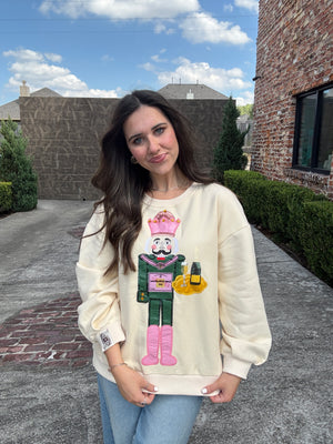 Queen of Sparkles Beige Nutcracker Server Sweatshirt