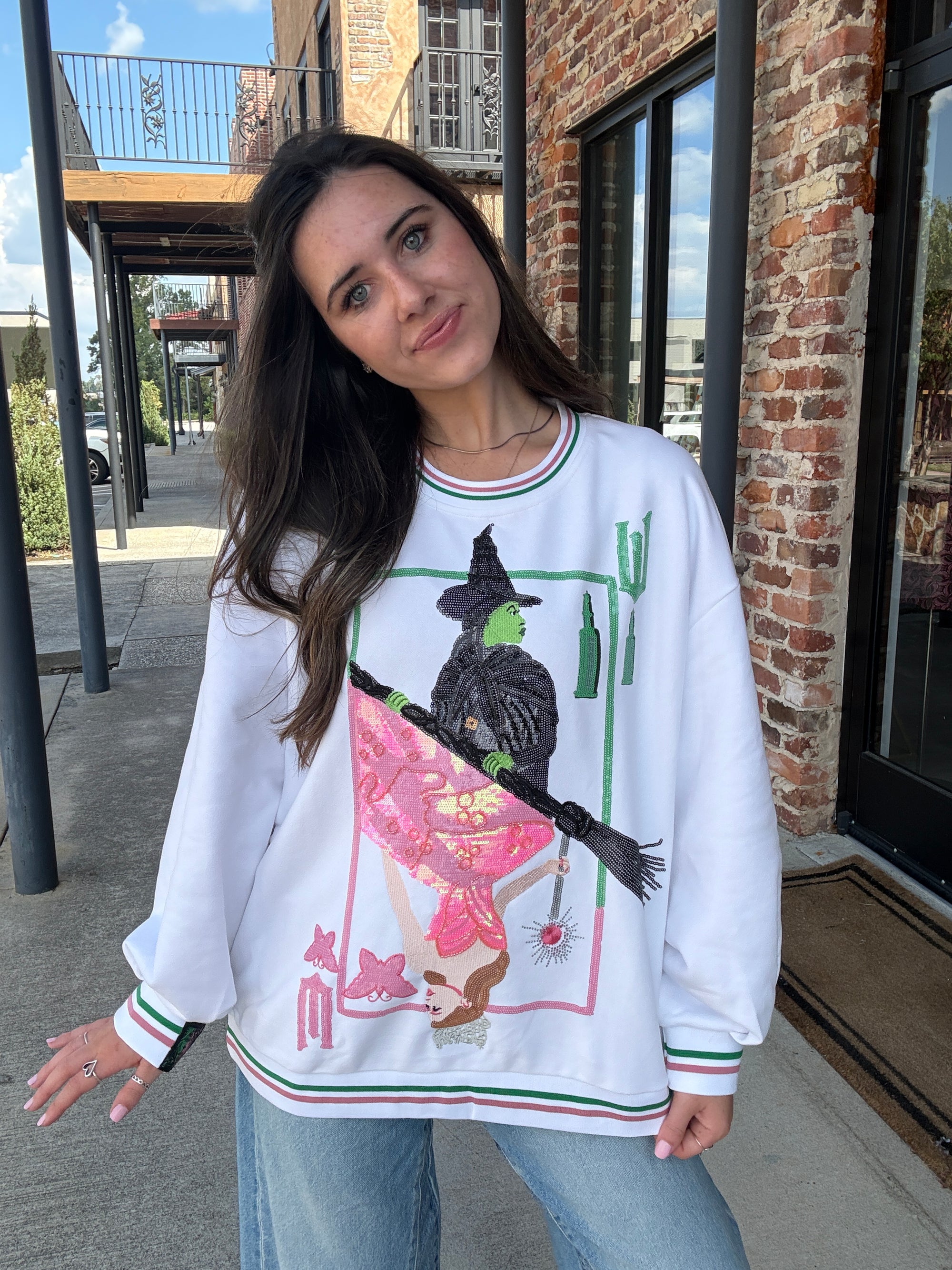 Queen of Sparkles Licensed Elphaba & Glinda Card Sweatshirt