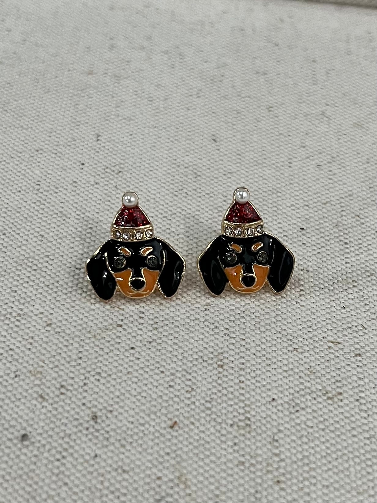 Santa Puppy Earrings