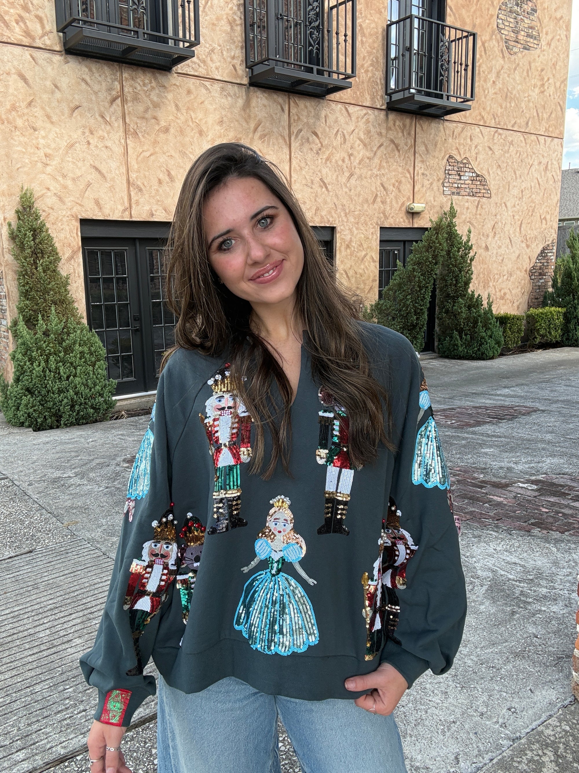 Queen of Sparkles Dark Teal Nutcracker Ballet Sweatshirt