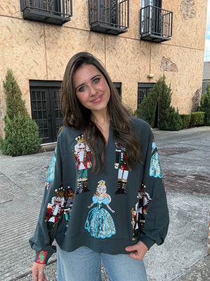 Queen of Sparkles Dark Teal Nutcracker Ballet Sweatshirt