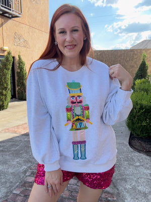 Queen of Sparkles Color Block Drummer Nutcracker Sweatshirt