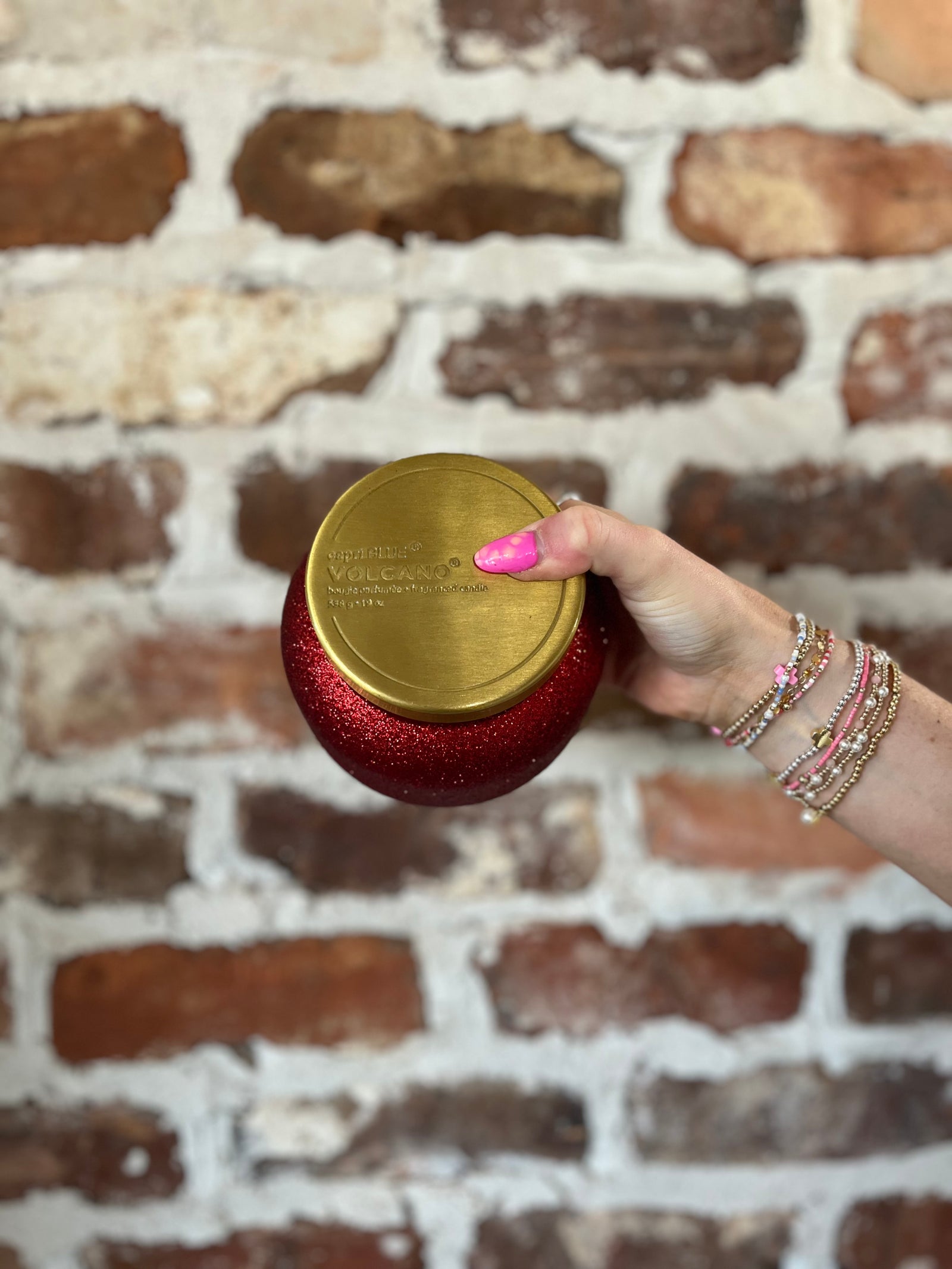 Capri Red Glitter Candle - Volcano