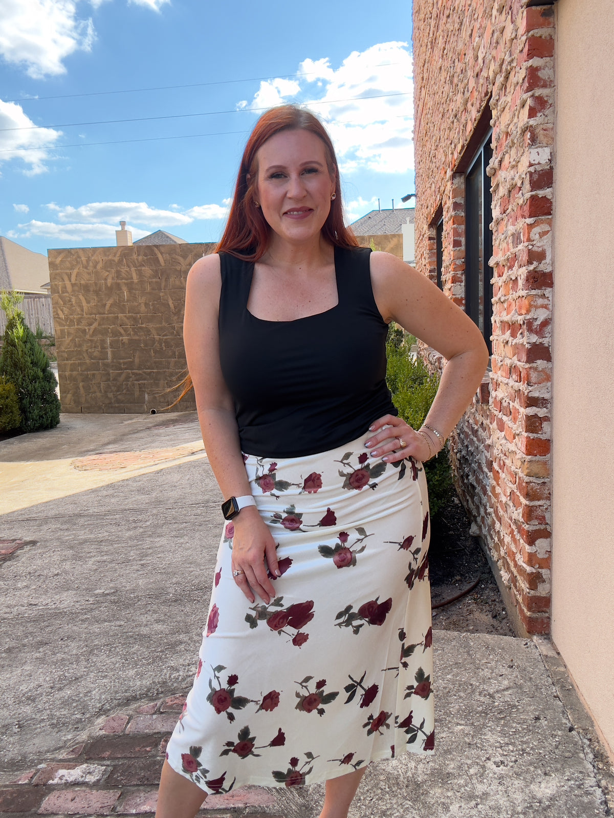Crimson Floral Skirt