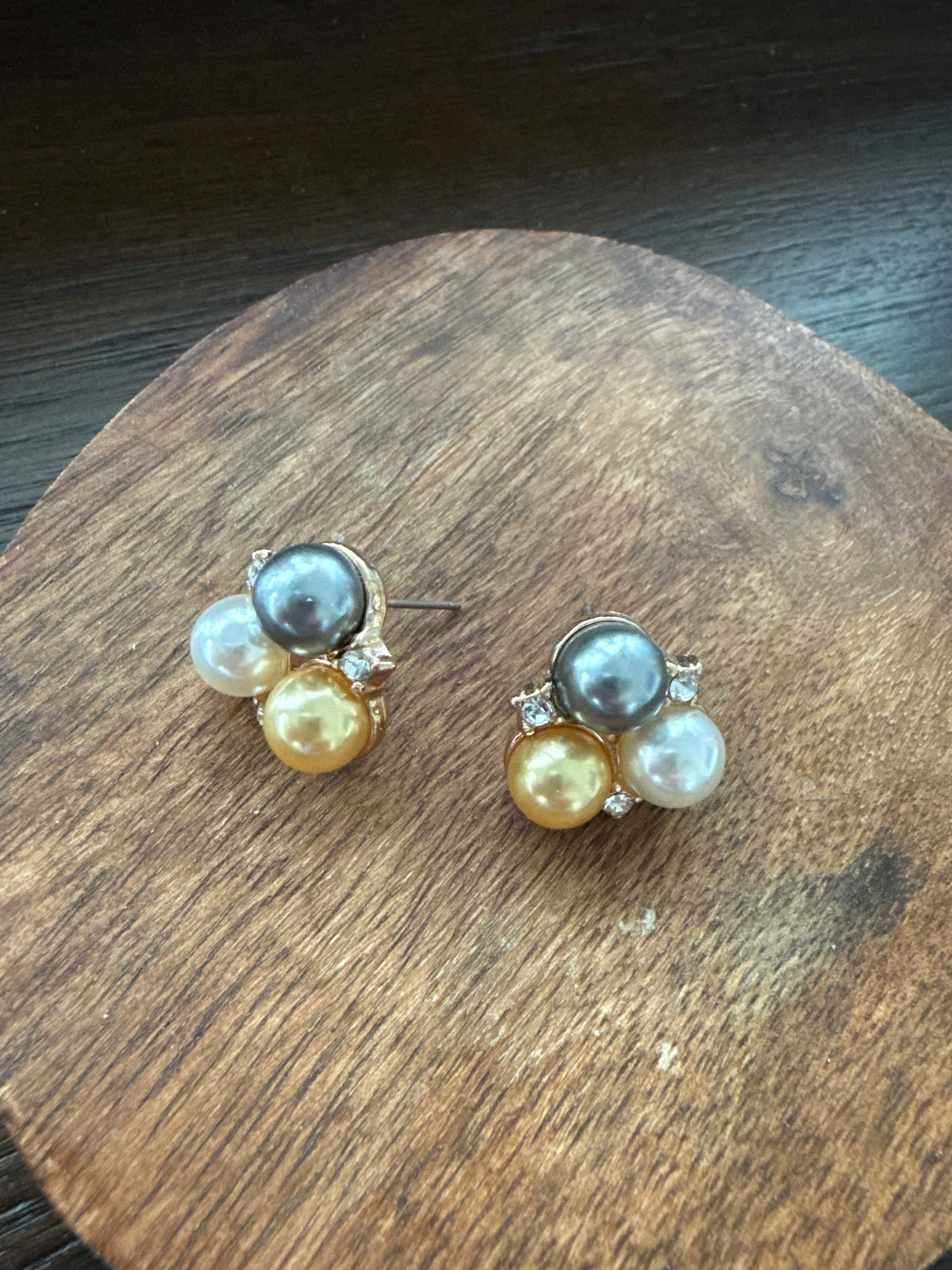 Multi Pearl Stud Earrings