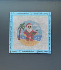 Santa at the Beach Needlepoint Canvas