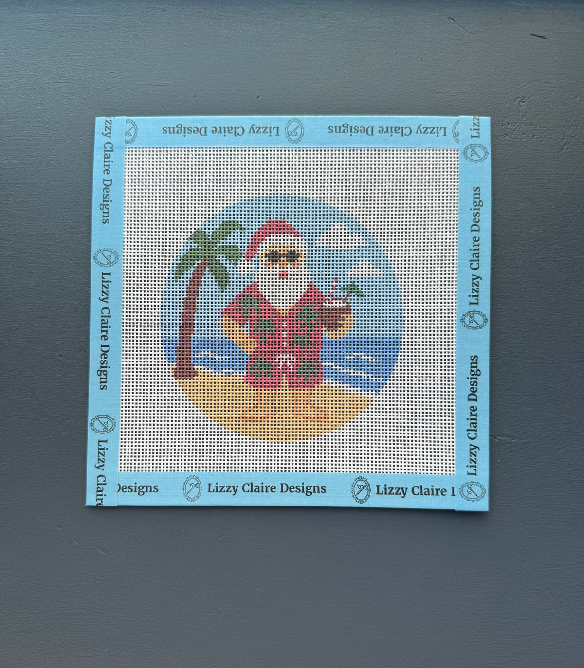 Santa at the Beach Needlepoint Canvas