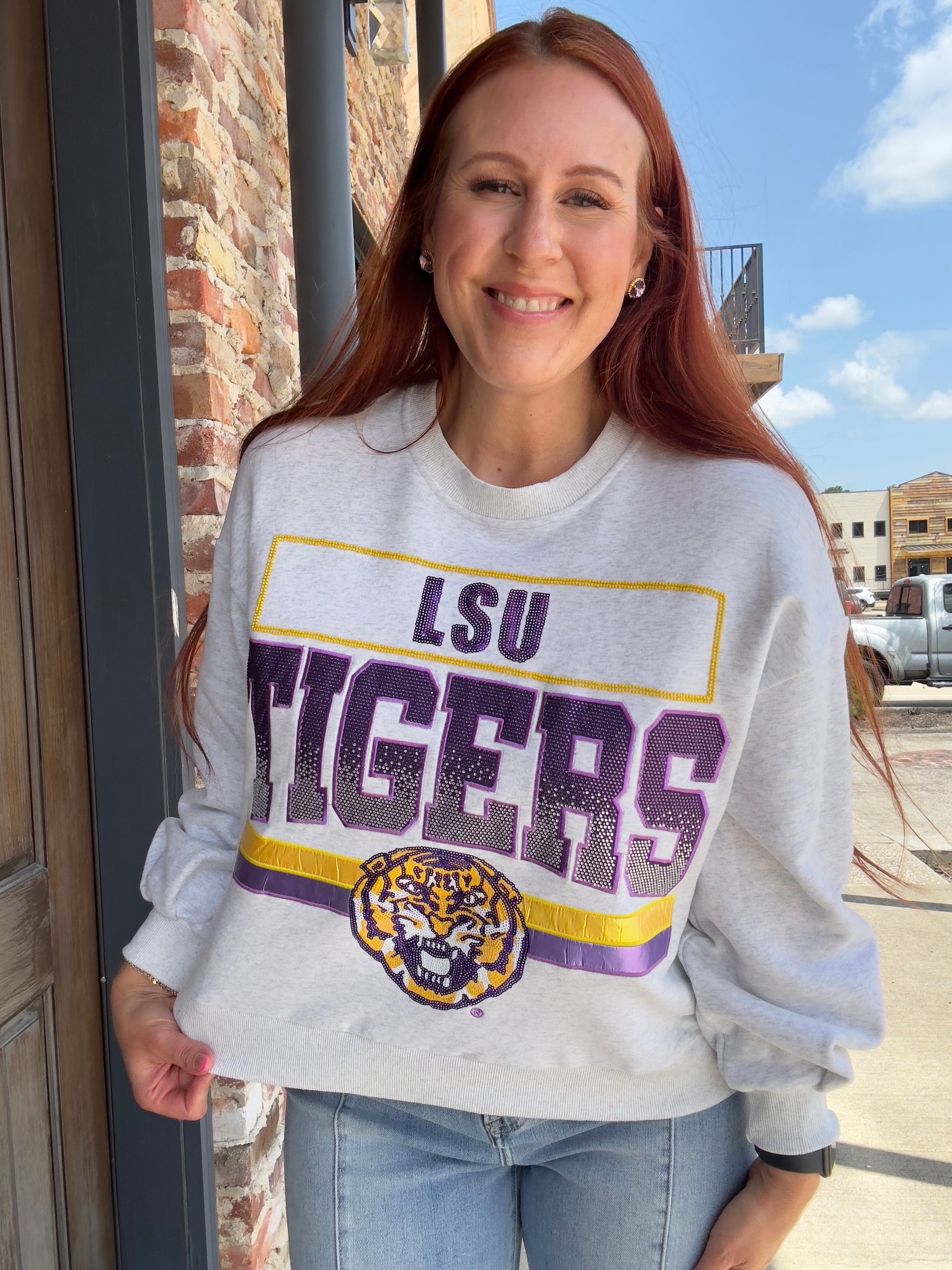 Queen of Sparkles Louisiana Tigers Vintage Sweatshirt