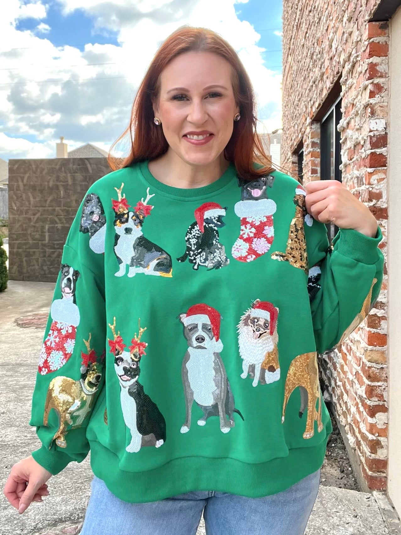 Queen of Sparkles Christmas Puppies Sweatshirt