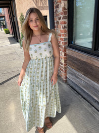 Light blue and green floral dress