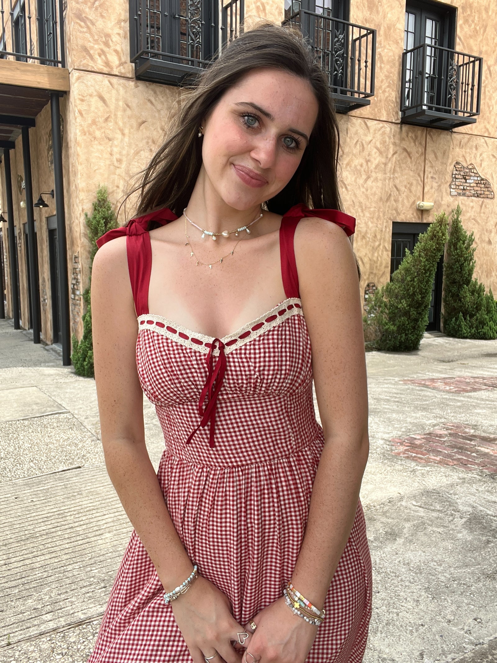 Sweetheart Gingham Lace-Up