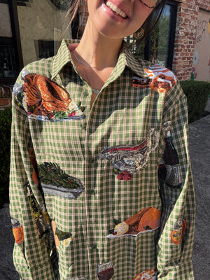 Queen of Sparkles Green Plaid Queen of Turkey Button Up Dress