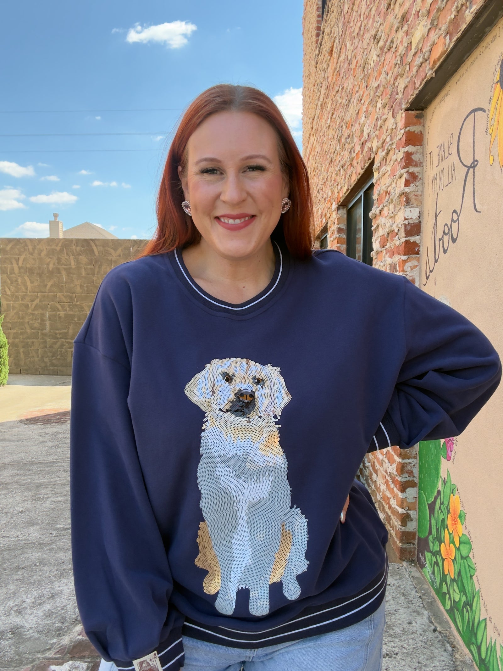 Queen of Sparkles Navy Golden Retriever Sweatshirt