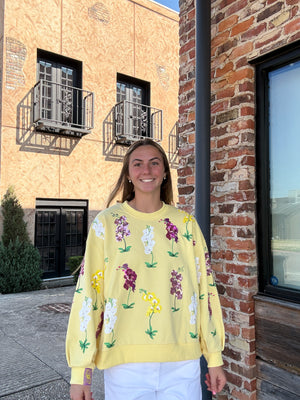 Queen of Sparkles Yellow Multi Iris Sweatshirt