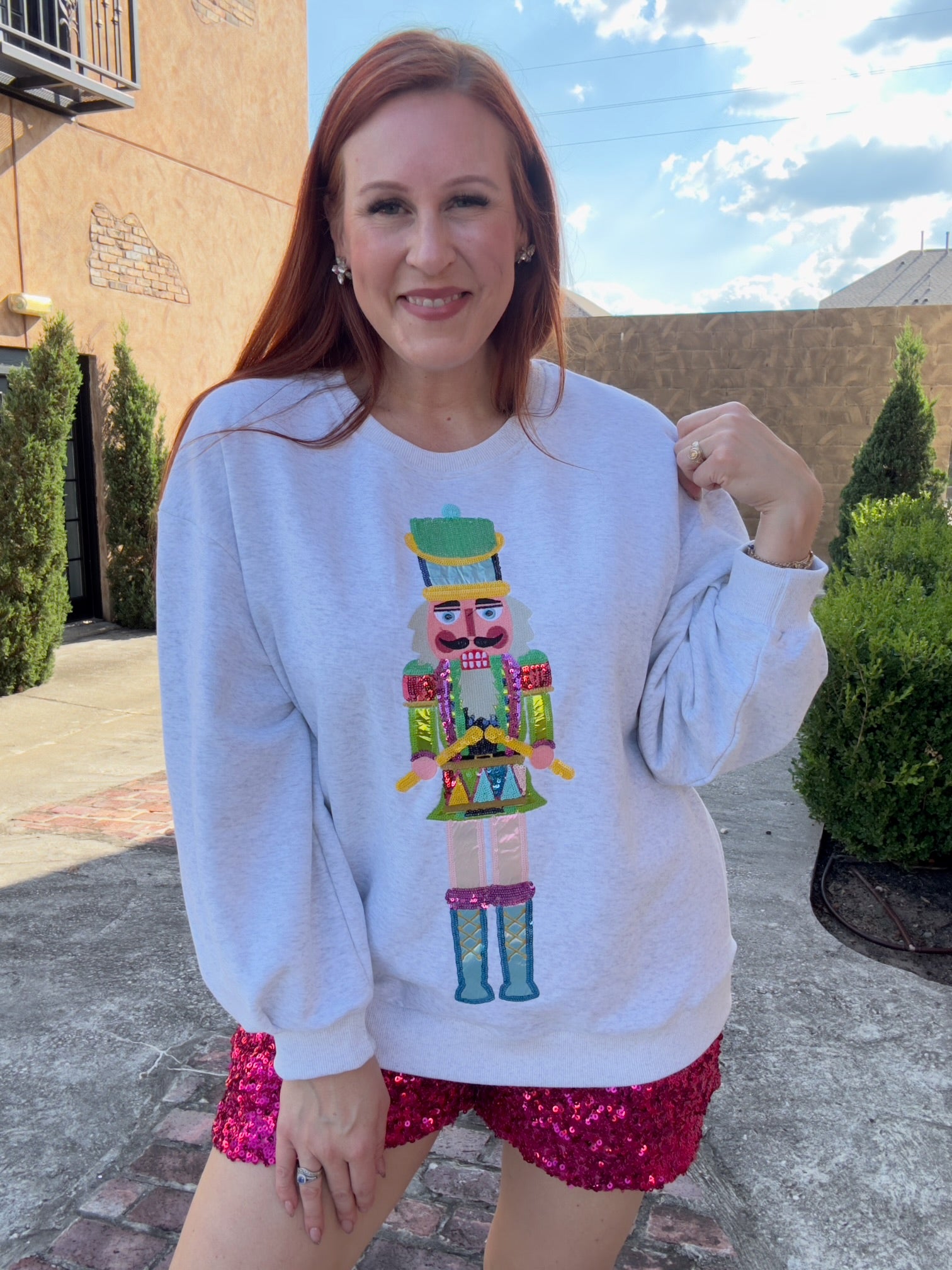 Queen of Sparkles Color Block Drummer Nutcracker Sweatshirt