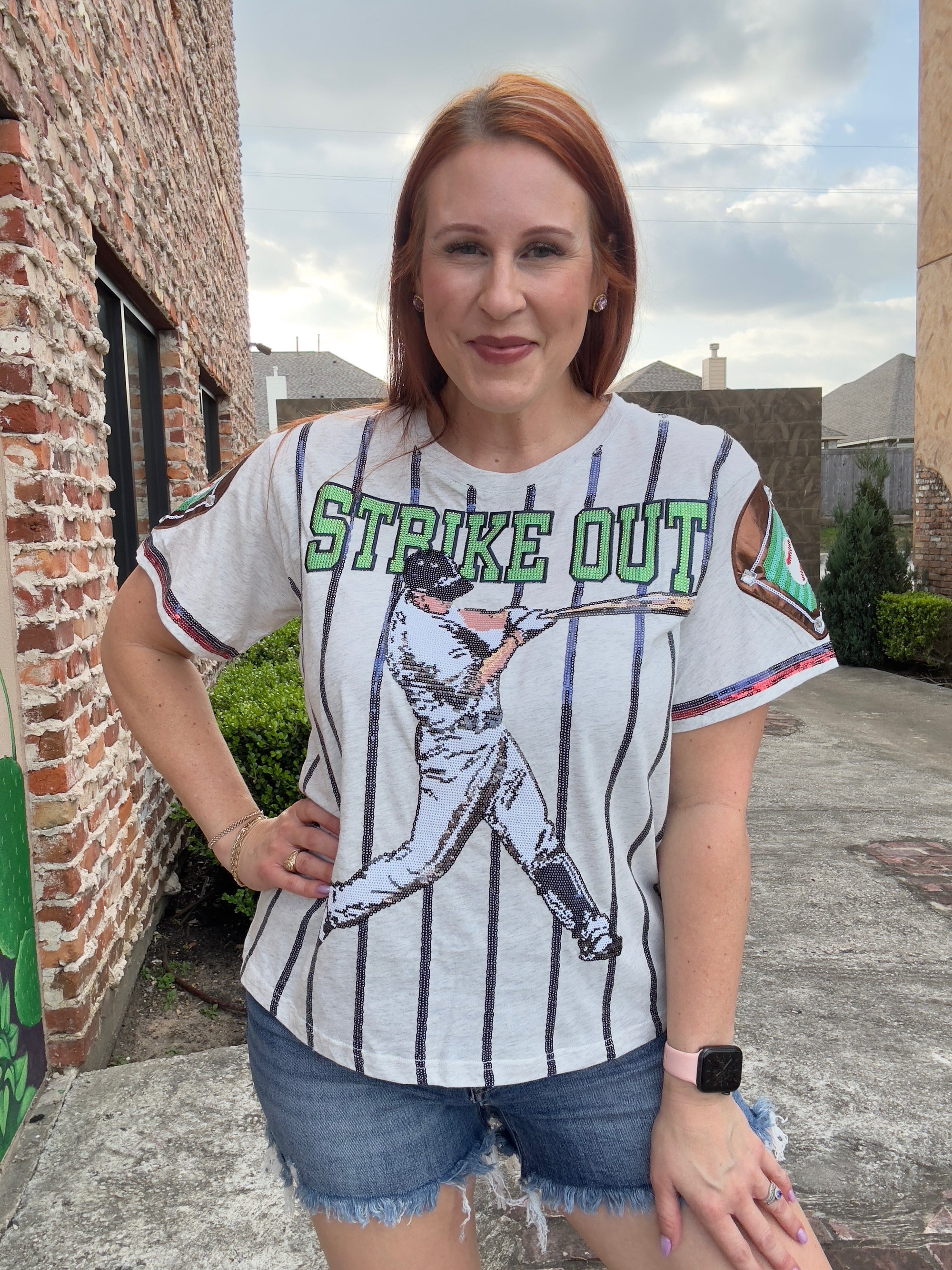 Queen of Sparkles Grey & Royal Strikeout Tee