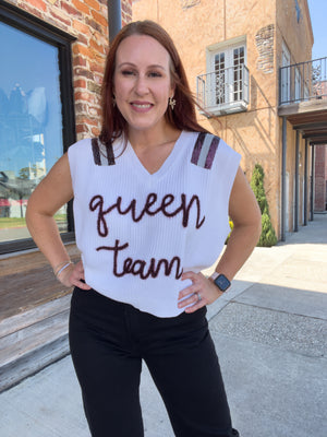Queen of Sparkles Maroon Queen Team Sweater