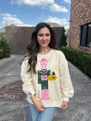Queen of Sparkles Beige Nutcracker Server Sweatshirt