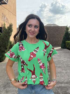 Queen of Sparkles Green Elf Tee